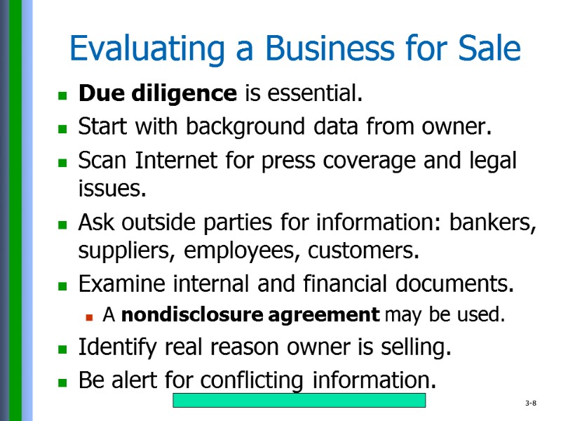 Evaluating a Business for Sale Due diligence is essential. Start with background data from